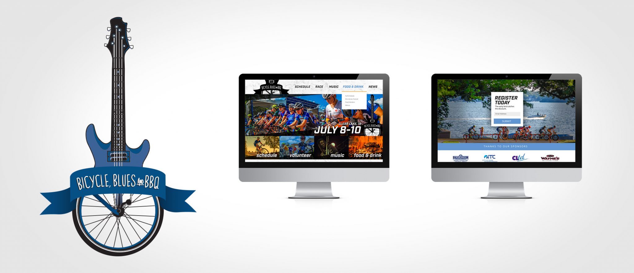 Logo and website design for the Blues, Bicycle and BBBQ Festival
